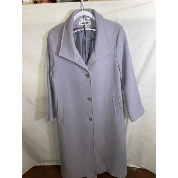 Barrie Pace Pea Coat Women's Size 6 Purple Wool Blend Long Sleeve Button Up - Picture 1 of 12